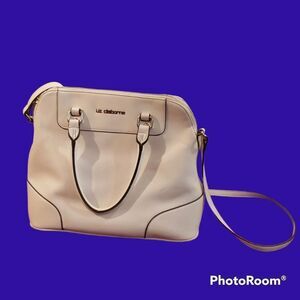 Liz Claiborne White/Black Polyvinyl Satchel Handbag